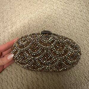 Sondra Roberts Beaded Clutch - Gold and Silver